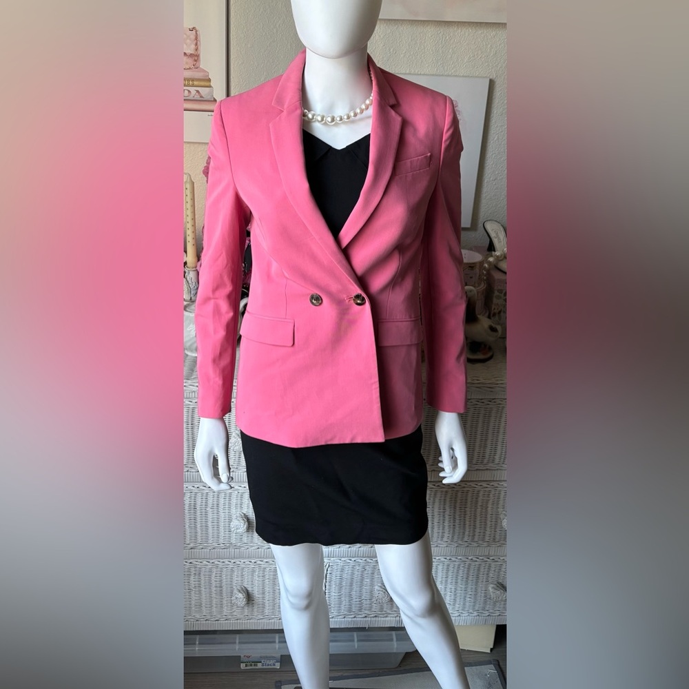 Topshop Blazer Faux Double Breast Fitted Notch Lapels Single Vent in Pink Size 2